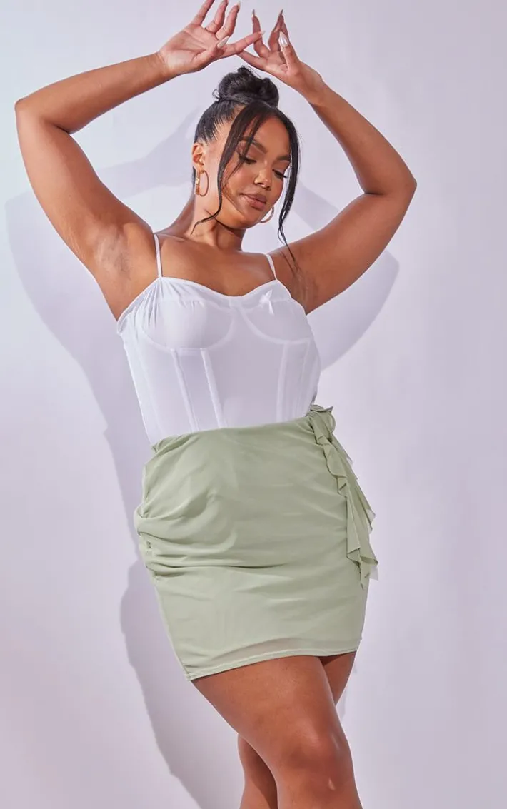 Plus Mint Green Corsage Detail Skirt