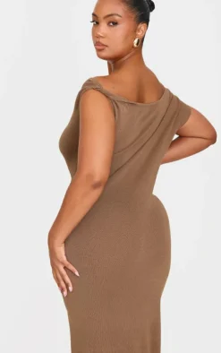 Plus Mocha Fine Knit Maxi Dress