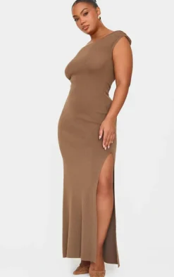 Plus Mocha Fine Knit Maxi Dress