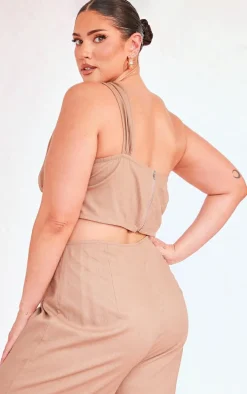 Plus Mocha One Shoulder Corset Top