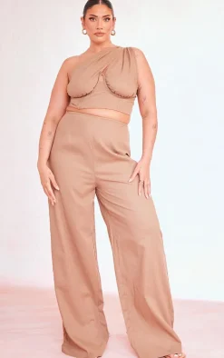 Plus Mocha One Shoulder Corset Top