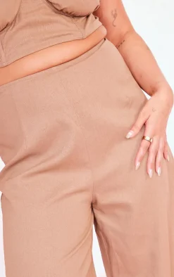 Plus Mocha Ruched Bum Wide Leg Pants