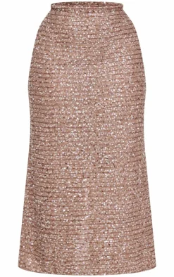 Plus Mocha Sequin Maxi Skirt