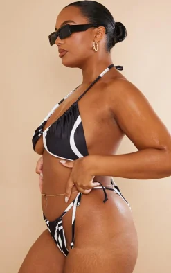Plus Monochrome Swirl Print Tie Side Bikini Bottom