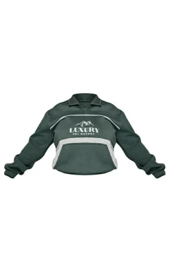 Plus Moss Green Luxury Ski Resort Graphic Sweatshirt