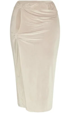 Plus Moss Sand Cut Out Side Midi Skirt