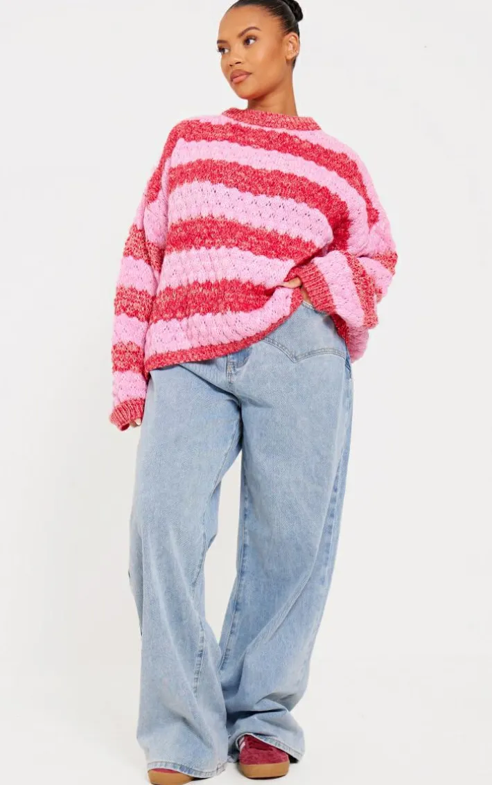 Plus Multi Bobble Knit Chunky Sweater