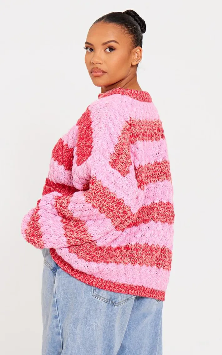 Plus Multi Bobble Knit Chunky Sweater