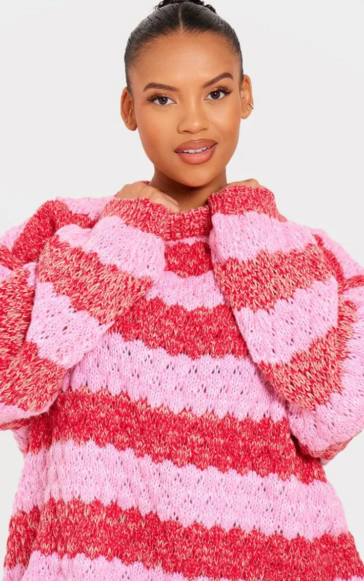 Plus Multi Bobble Knit Chunky Sweater