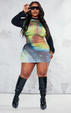 Plus Multi Body Print Bodycon Dress