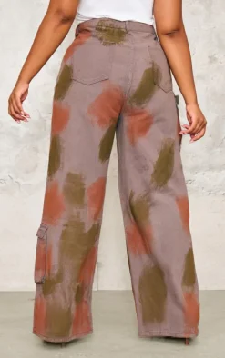 Plus Multi Cargo Wide Leg Jeans
