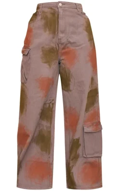 Plus Multi Cargo Wide Leg Jeans