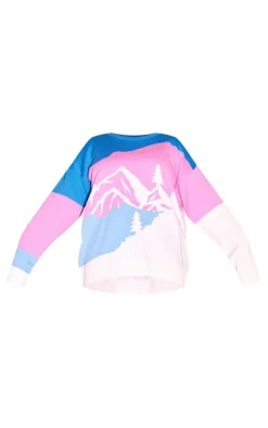 Plus Multi Landscape Oversized Christmas Sweater