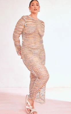 Plus Multi Open Back Knited Maxi Dress