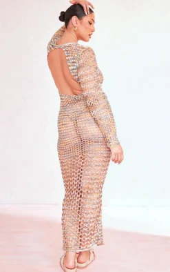 Plus Multi Open Back Knited Maxi Dress