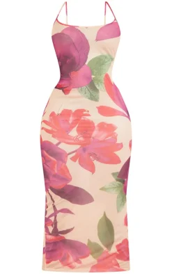 Plus Multi Print Mesh Maxi Dress