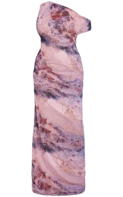 Plus Multi Printed Mesh Midi Dress