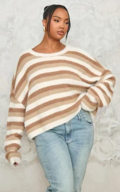 Plus Multi Tonal Pinstripe Detail Sweater