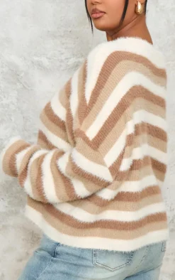 Plus Multi Tonal Pinstripe Detail Sweater