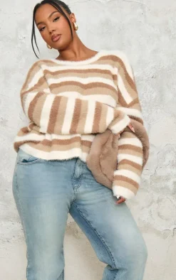 Plus Multi Tonal Pinstripe Detail Sweater