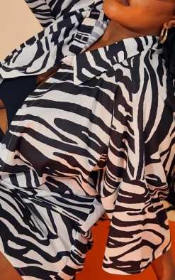 Plus Multi Zebra Oversized Short Sleeve Beach Shirt