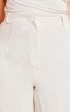Plus Natural Linen Look Wide Leg Pants