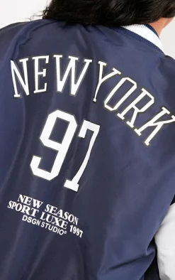 Plus Navy NY Graphic Bomber Jacket