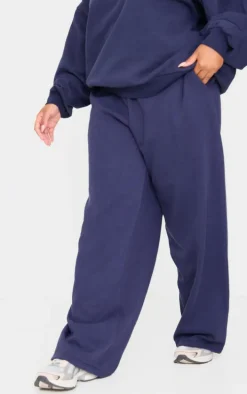 Plus Navy Premium Thin Waistband Straight Leg Sweat Sweatpants