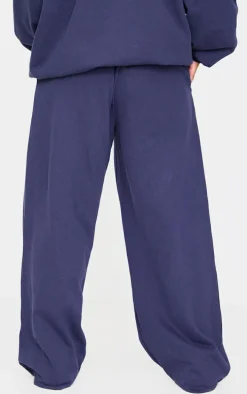 Plus Navy Premium Thin Waistband Straight Leg Sweat Sweatpants