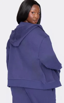 Plus Navy Premium Zip Up Oversized Hoodie
