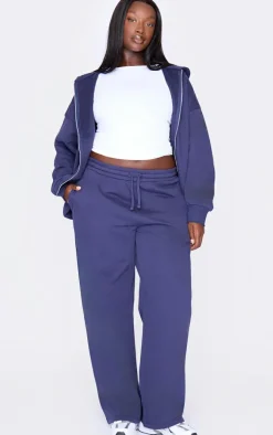 Plus Navy Premium Zip Up Oversized Hoodie