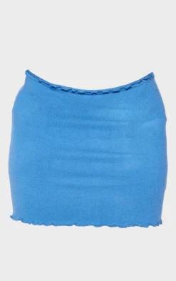 Plus Navy Soft Knit Scallop Edge Micro Mini Skirt