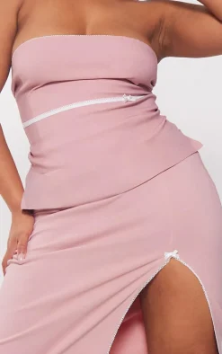 Plus Nude Split Leg Bow Detail Midaxi Skirt