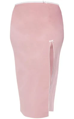 Plus Nude Split Leg Bow Detail Midaxi Skirt