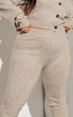 Plus Oatmeal Knitted High Waisted Leggings