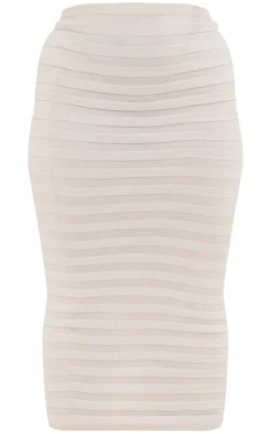 Plus Oatmeal Wide Rib Knit Maxi Skirt