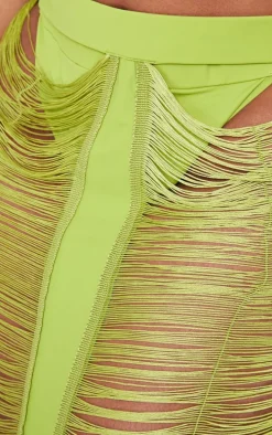 Plus Olive Fringed Maxi Skirt