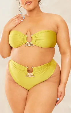 Plus Olive Hammered Trim Bikini Bottoms