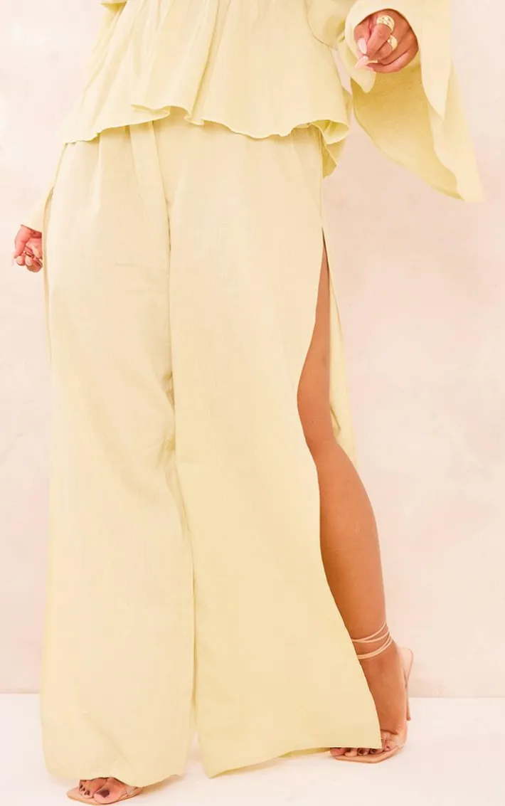 Plus Olive Linen Look Drape Detail Pants