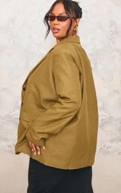 Plus Olive Oversized Tailored Blazer