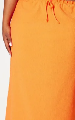 Plus Orange Drawstring Textured Maxi Skirt