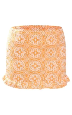 Plus Orange Floral Ruffle Beach Skirt