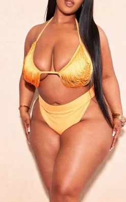 Plus Orange High Leg Bikini Bottoms
