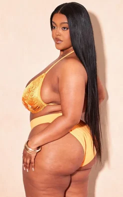Plus Orange High Leg Bikini Bottoms