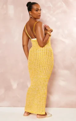 Plus Orange Knitted Cut Out Maxi Dress