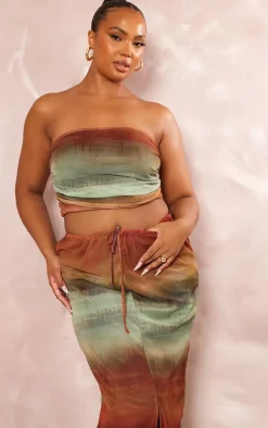 Plus Orange Ombre Printed Bandeau Top