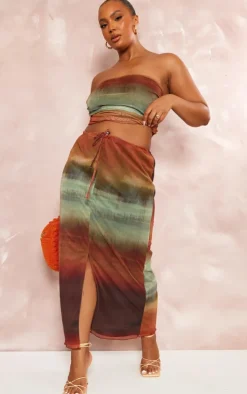 Plus Orange Ombre Printed Bandeau Top