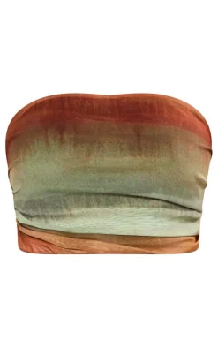 Plus Orange Ombre Printed Bandeau Top