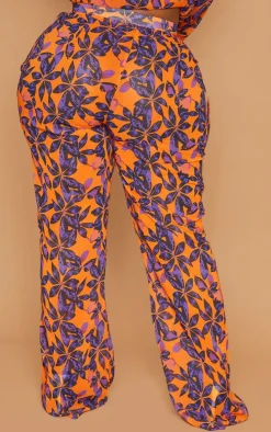Plus Orange Print Beach Flares