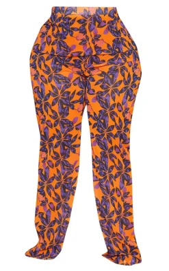 Plus Orange Print Beach Flares